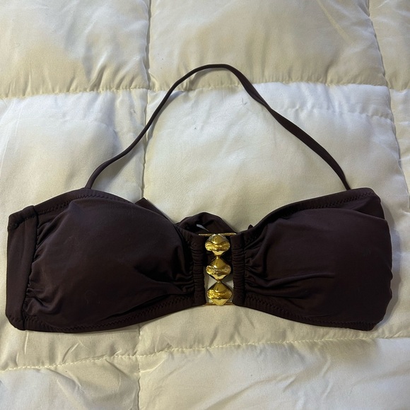 Trina Turk Bandeau Bikini Top - brown  Size 8 - Picture 1 of 5
